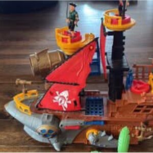 Pirate Adventure Ship Playset with Red Sails